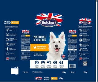 BUTCHER'S Natural&Healthy sucha karma dla psa z kurczakiem 15 kg